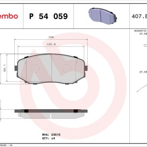 BRE P54 059 Sada brzdových destiček BREMBO PRIME 484404 BRE P54 059 Sada brzdových destiček BREMBO PRIME 484404