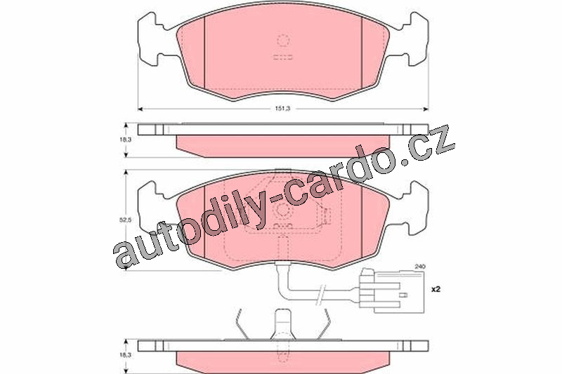 Sada brzdových destiček TRW GDB1208 - FORD SCORPIO