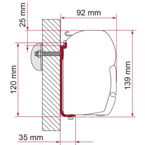 Sada adaptérů nástěnných AS 120 pro markýzy F45 délka 260 až 400 cm sada 3 ks Fiamma pro karavany a obytné vozy 305959