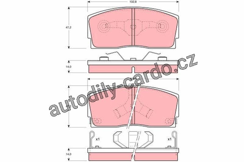 Sada brzdových destiček TRW GDB886 - DAIHATSU CHARADE