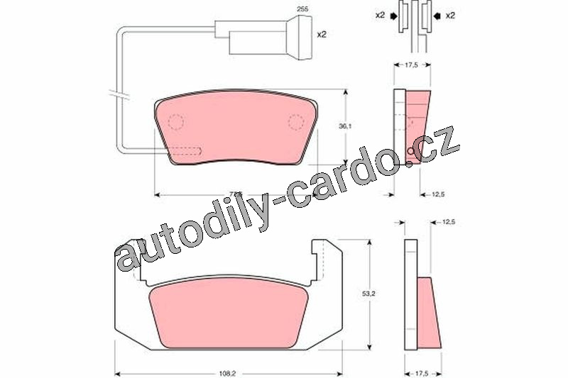 Sada brzdových destiček TRW GDB555 - ROVER
