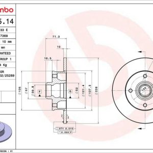 Brzdový kotouč BREMBO 08.5005.14 Brzdový kotouč BREMBO 08.5005.14