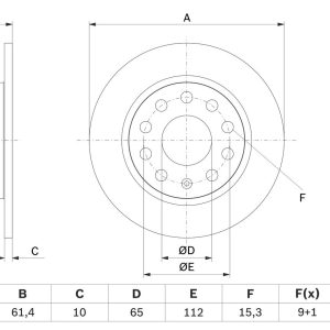 BO 0986479E00 Brzdový kotouč BOSCH – lakovaný