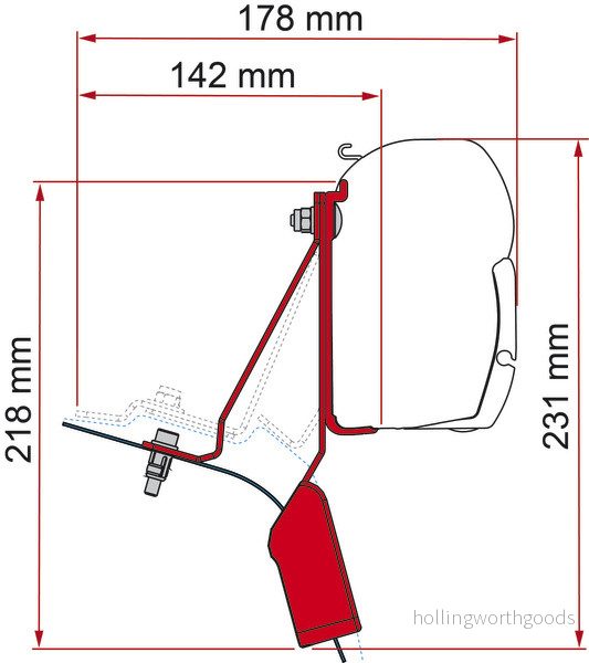 Adaptér montážní pro markýzu Fiamma F45/F43van na Ford Transit Custom Nugget (s výklopnou střechou, černý) 313820