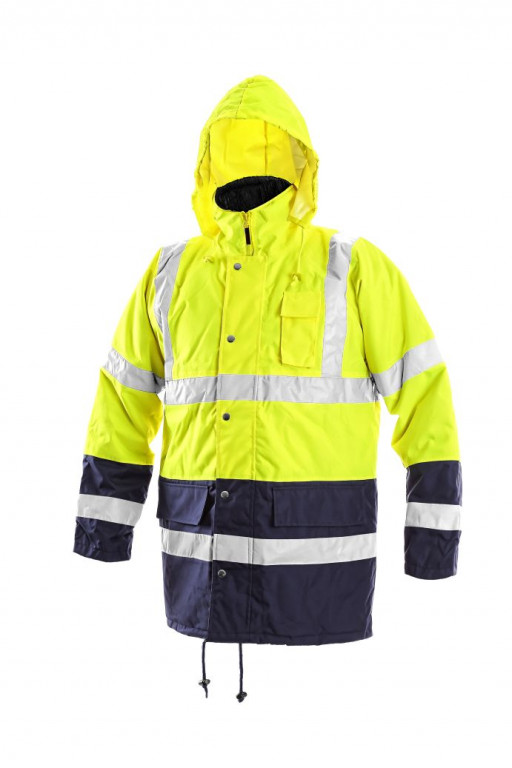 Bunda výstražná zateplená CXS-OXFORD, žluto-modrá, vel. 3XL, CANIS 646649