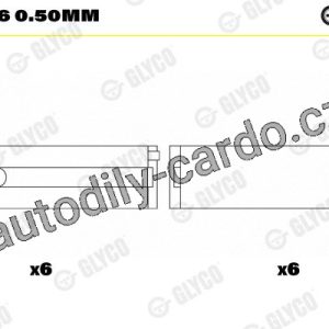 Ložiska klikové hřídele GLYCO H1294/6 0.50MM – sada