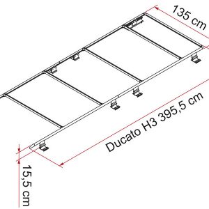 Střešní nosič s podélníky a příčníky Fiamma Roof Rail Ducato od 2006 (pro verzi H3, L3/L4, RHD, černý) 314027 Střešní nosič s podélníky a příčníky Fiamma Roof Rail Ducato od 2006 (pro verzi H3, L3/L4, RHD, černý) 314027