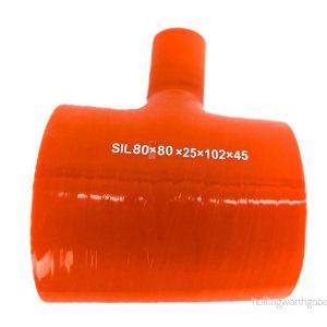 Hadice silikonová spojka T, průměr 80x80x25 mm, délka 102×45 mm, oranžová 731980 Hadice silikonová spojka T, průměr 80x80x25 mm, délka 102×45 mm, oranžová 731980