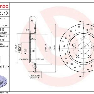 Brzdový kotouč BREMBO 08.A912.1X Brzdový kotouč BREMBO 08.A912.1X