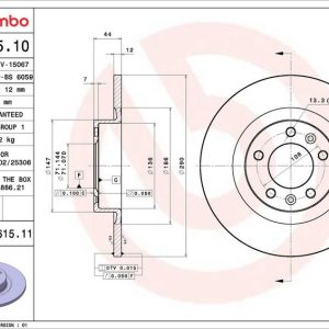 Brzdový kotouč BREMBO 08.A615.11 Brzdový kotouč BREMBO 08.A615.11